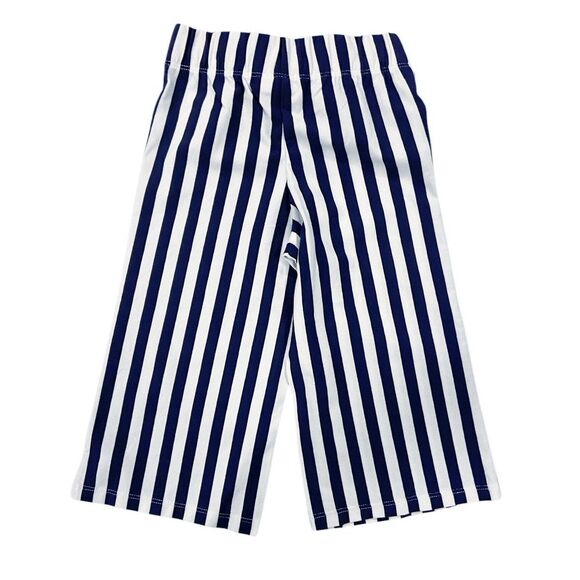 Janie & Jack Girls Solid Navy & Striped Blue & White Wide-Leg Pants 3T Trendy - Picture 3 of 11